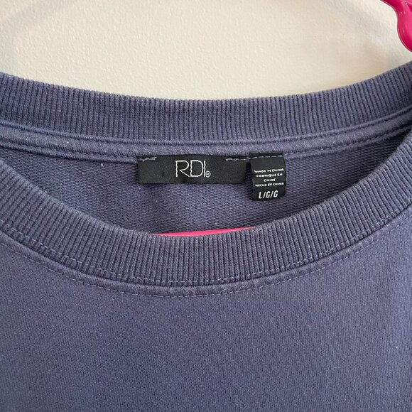 RDI Oversized Crop Pullover Crewneck Sweater Dusty Blue Womens Size Large - Picture 3 of 3